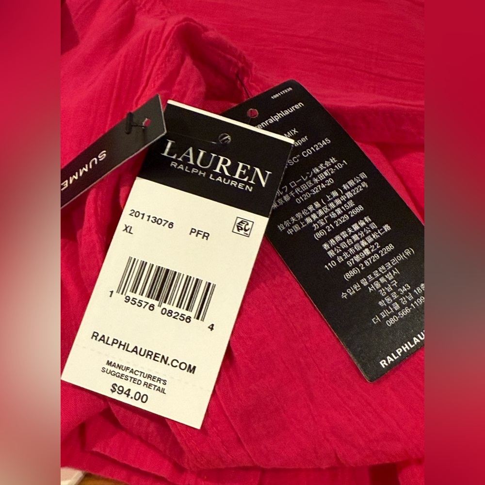 Ralph Lauren NWT Size XL Bright Pink Long Adjustable Sleeve Beach Cover-up - Picture 11 of 11